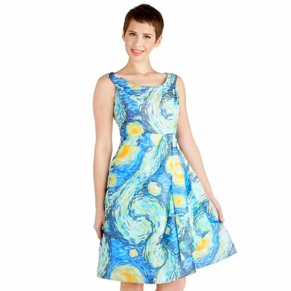 NWOT Modcloth Geode Starry Night Art-To-Wear Dress - Picture 2 of 15